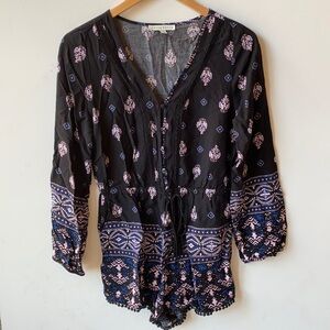 Haute Monde long sleeved boho Romper, Size M